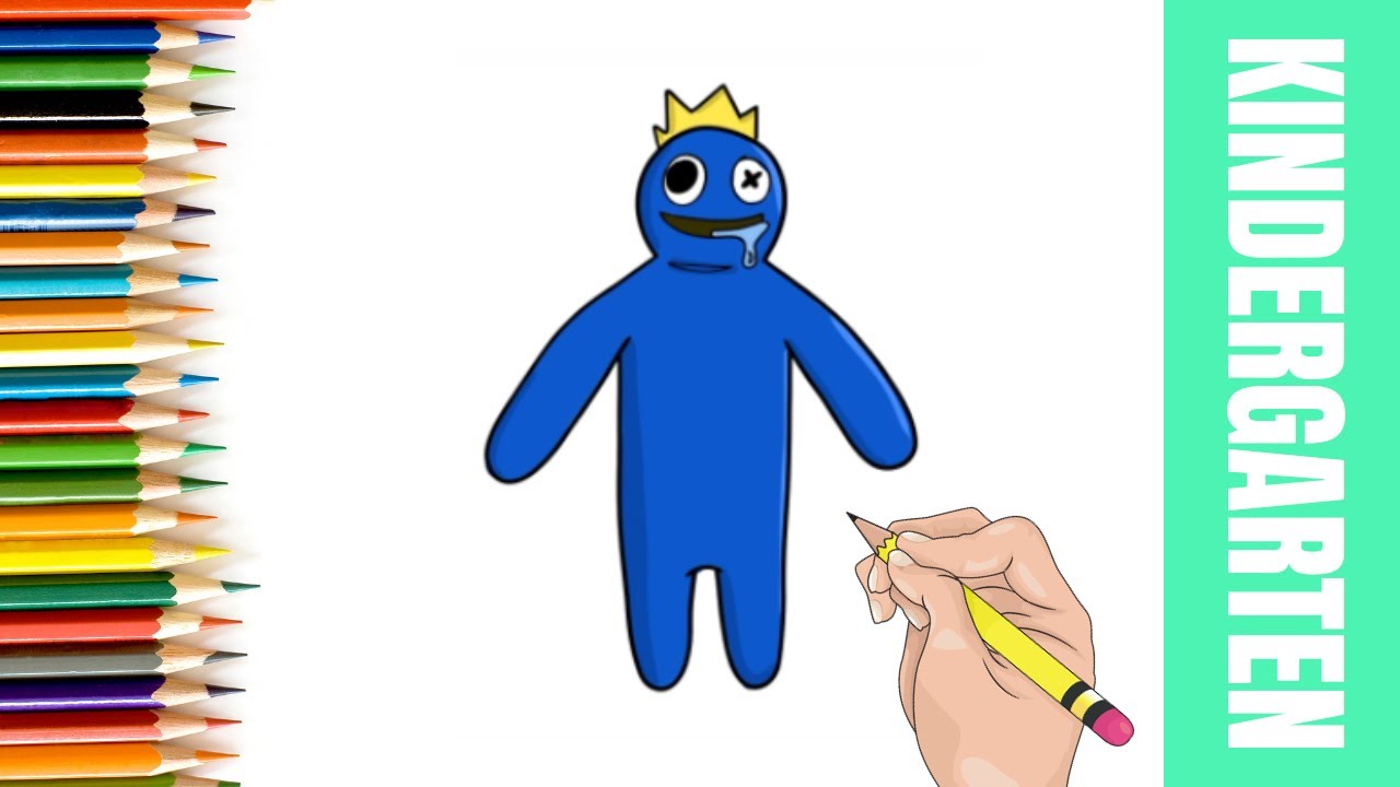 How to DRAW RAINBOW FRIENDS BLUE for Kids