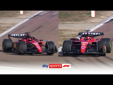 Charles Leclerc drives 2023 Ferrari on track for first time, with Carlos on the team radio! 🔴