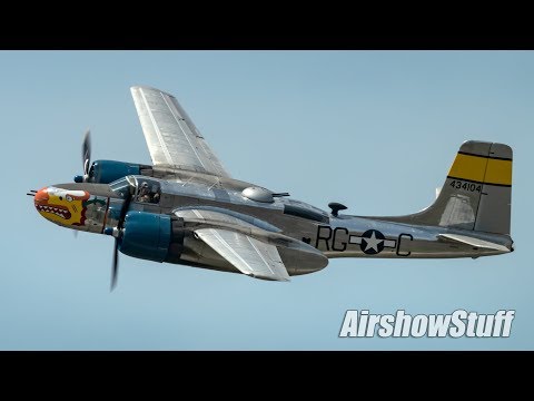 A-26 Invader "Silver Dragon" Flybys - TBM Gathering 2018