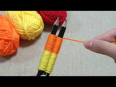 Amazing Woolen Flower Ideas using Pencil - Hand Embroidery Amazing Trick - Sewing Hack - No Crochet