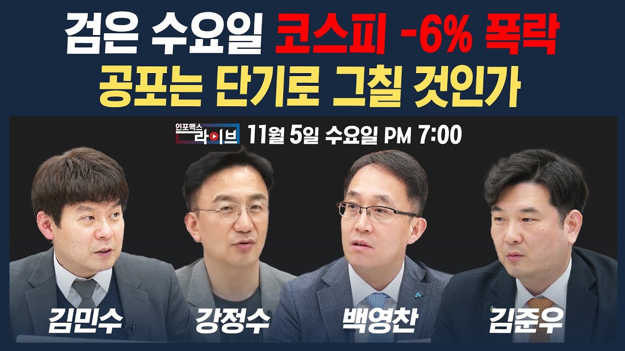 🔴[19시 생방송] 검은 수요일, 코스피 -6% 폭락...공포는 단기로 그칠 것인가 (강정수, 백영찬, 김준우, 김민