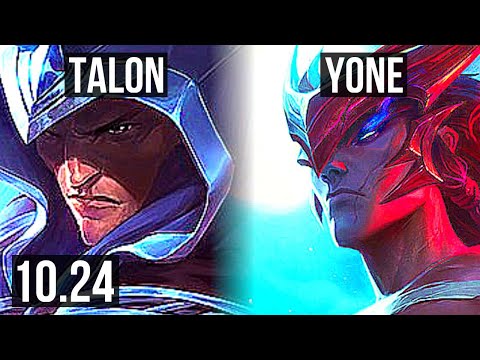 TALON vs YONE (MID) | 8 solo kills, 900+ games, Dominating | EUW Grandmaster | v10.24