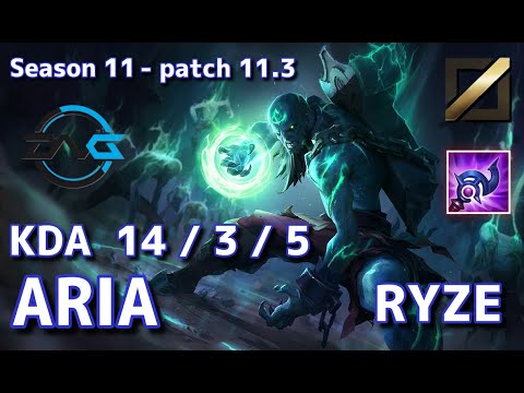 【韓国サーバー/GM/VS Yutapon】DFM Aria ライズ(Ryze) VS オリアナ(Orianna) MID - Patch11.3 KR Ranked【LoL】