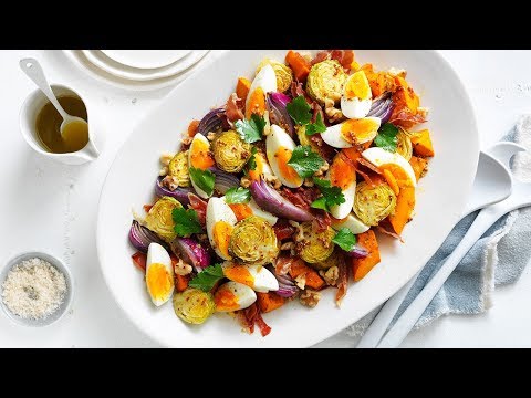 Roasted Pumpkin, Brussel sprouts and Prosciutto with Egg Recipe