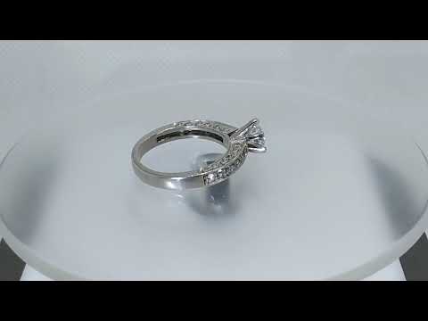 Кольцо с белым White D Color муассанитом 0.8 ct (6 мм) и белыми топазами Размер 18 - фото 1 - id-p2577415464