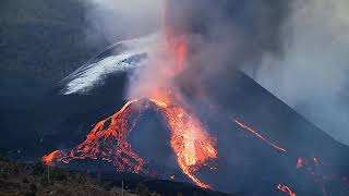 Cumbre Vieja, La Palma Northwest Cone Flank Slips/Collapses, Sunset Teardown OCT 25, 2021 Part 3