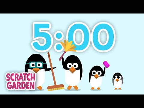 The Five-Minute Clean Up Timer Song | 5 Minute Count Down | Scratch Garden