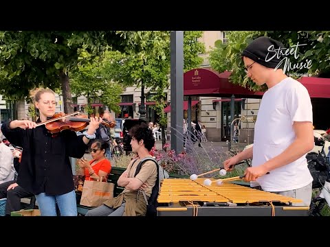 BEAUTIFUL Violin Marimba Duet 2022 at Brandenburg Gate, Berlin, Germany【Street Music】