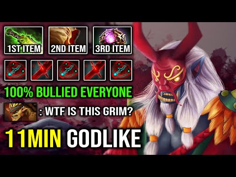 WTF 11MIN GODLIKE Solo Mid Grimstroke | 100% Bullied Bristle & Troll By Just Spam Shotgun DotA 2