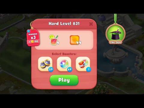 Gardenscapes Level 831 Walkthrough "No Boosters Used"