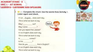 Academy Stars 3 - Unit 1 - At School/ Lesson 6 - Listening and Speaking