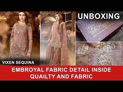 Emb Royal 03 Vixen Sequina 2017 Unboxing Pure Chiffon and Net Dupatta  - Pakistani Branded Dresses