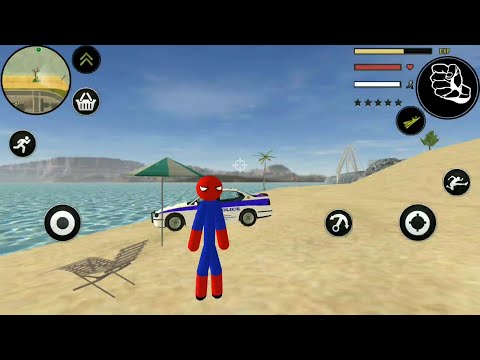 US Police Spider Stickman Rope Hero Driving Test