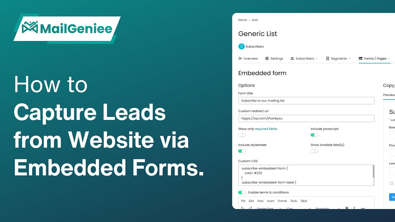 Capture Leads from Your Website: Using Web Forms with Mailgeniee