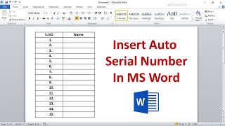 How to Insert Auto Serial Number In MS Word Table