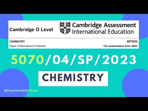 5070 Chemistry Specimen Paper 04 for 2023 | 5070/04/SP/23 | Chemistry by sir Usman