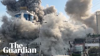 Smoke engulfs buildings after Israeli forces strike Beirut suburbs