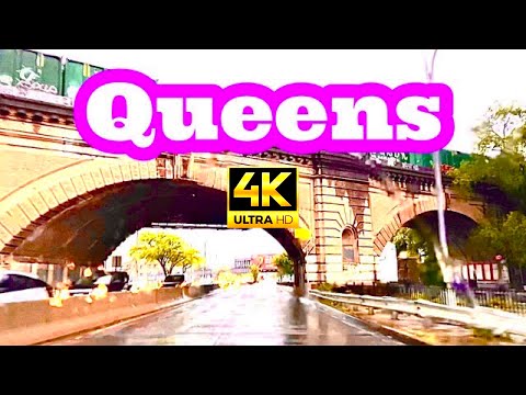 Driving Tour in Queens New York During Rain & Thunder 4k 🌧️