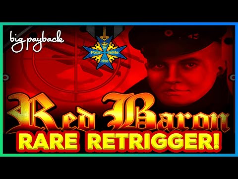 RARE RETRIGGER on Red Baron Slots! Dragon Lord HUGE WIN!!!