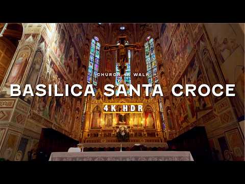 Basilica di Santa Croce, Florence 4K Walk (No Music, 60fps) | Piazza & Dante Statue