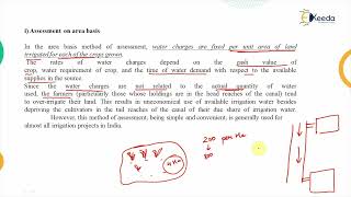 Assessment of Irrigation Water - Water Requirement of Crops - Water Resource Engineering 1