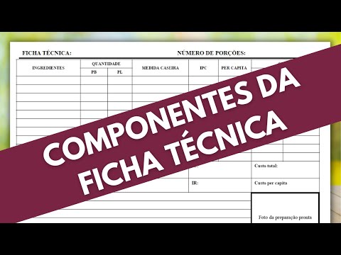 COMPONENTES DA FICHA TÉCNICA DE PREPARO