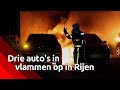 Drie auto's in vlammen op in Rijen
