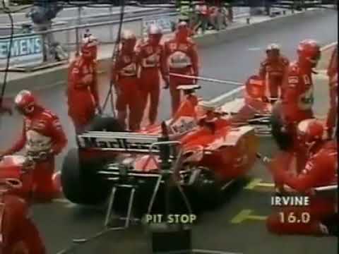 Eddie Irvine slow pit stop - F1 European GP 1999