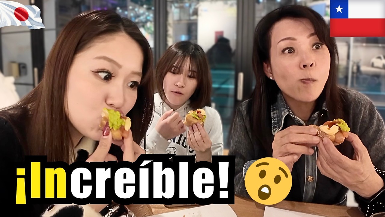 3 japonesas prueban un COMPLETO chileno 🇨🇱 ¡uno para las 3!