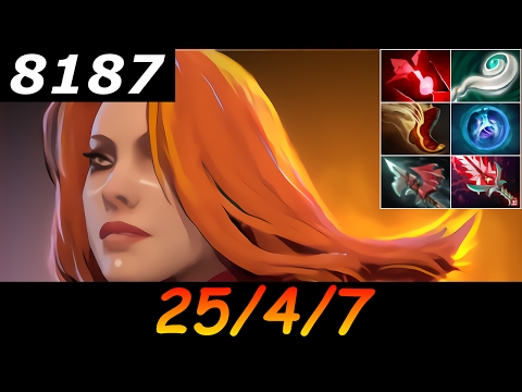 Dota 2 Lina 8187 MMR 25/4/7 (Kills/Deaths/Assists) Ranked Full Gameplay