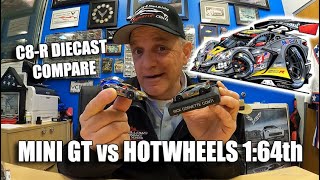 C8-R CORVETTE DIECAST COMPARE HOTWHEELS vs MINI GT