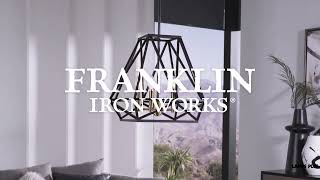 Watch A Video About the Franklin Iron Works Hawking 5 Light Bronze Pendant Chandelier