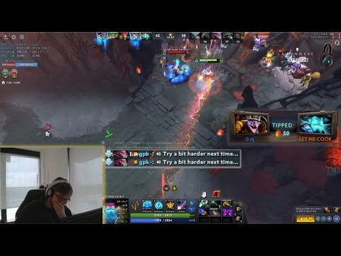 Qojqva wants gpk so bad & zips into their fountain then gets tipped by 33 😂