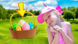 Nastya and the Easter bunny open eggs with a surprise