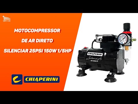 Motocompressor de Ar Direto Silenciar 25PSI 150W 1/5HP  - Video