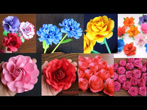 10 Different Types of Paper Rose Flowers 🌹 🌹 🌹 - How To Make Paper Roses - Paper Craft