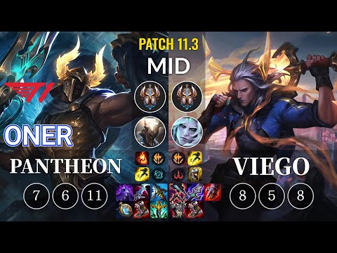 T1 Oner Pantheon vs Viego Mid - KR Patch 11.3