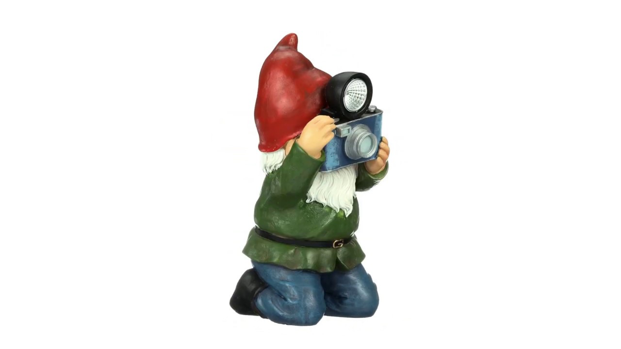 Smile For Me Solar Garden Gnome Statue Video