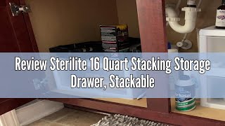 Review Sterilite 16 Quart Stacking Storage Drawer, Stackable Plastic Bin Drawer to Organize Shoes an