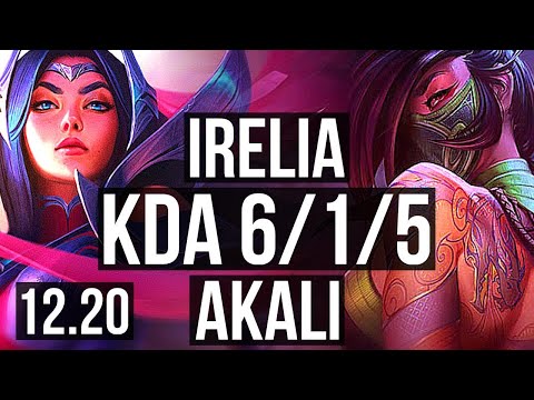 IRELIA vs AKALI (TOP) | 6/1/5, 1000+ games, 900K mastery, Dominating | KR Master | 12.20