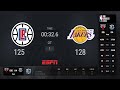 Los Angeles Clippers @ Los Angeles Lakers Live Scoreboard