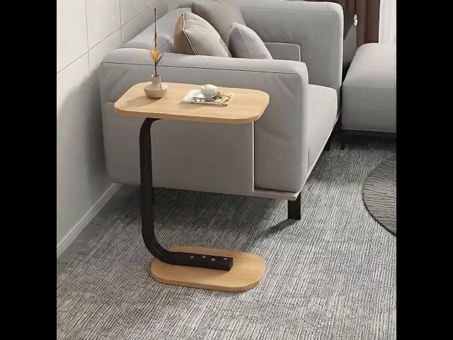 طاولة تقديم خشب لون بيج قاعدة ابيض 28*38سم