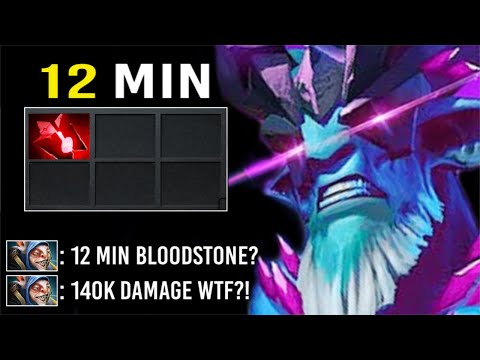 12 Min Bloodstone +97% Magic Leshrac DELETE Grandmaster Meepo Ez! Crazy AoE Damage Imba Hero Dota 2