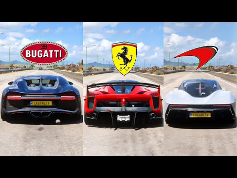 FH5 DRAG RACE - BUGATTI CHIRON Vs FERRARI FXXK EVO Vs SPEEPTAIL