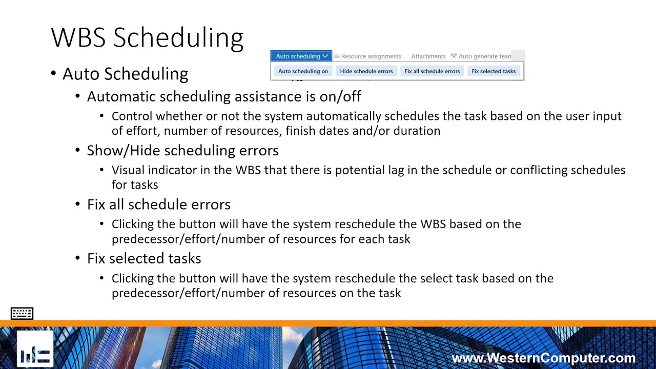 Work Breakdown Structure Scheduling | Western Computer
