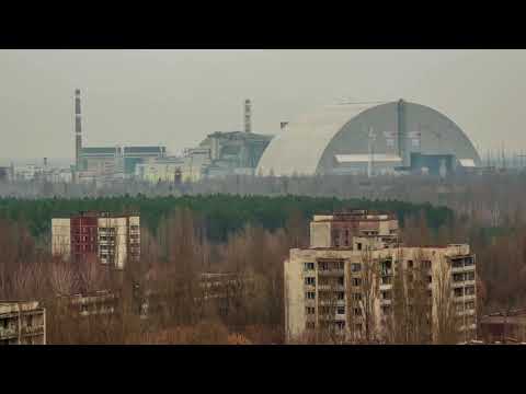 Moving the Chernobyl arch into place.