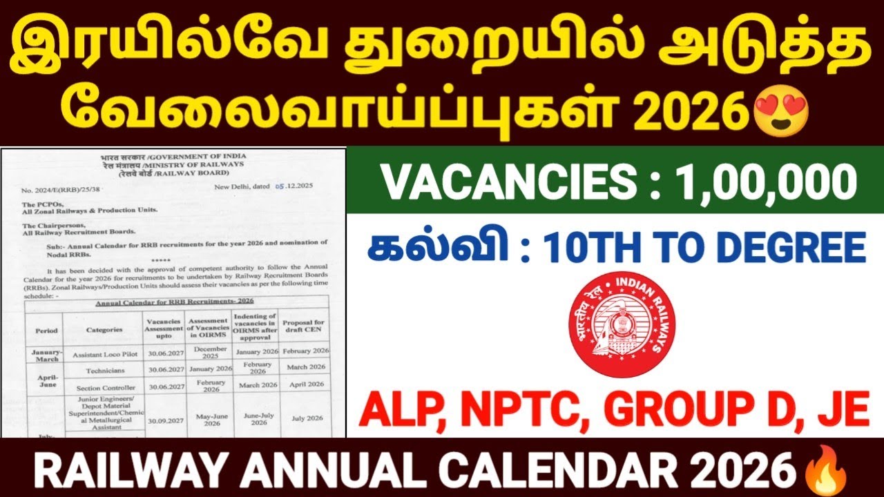 railway recruitment 2026 in tamil | railway new notification 2026 tamil | railway jobs 2026 in tamil