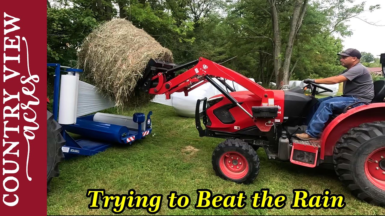 Hauling Bales off the Field and Trying to Wrap them before it Rains.  Grazing Sorghum Sudan Grass