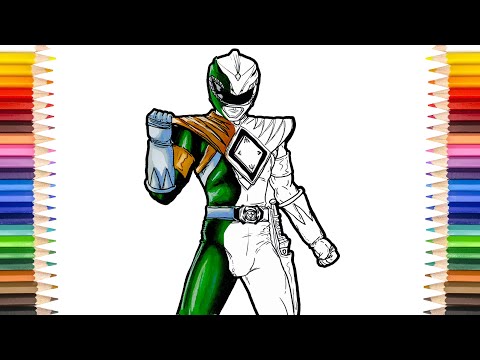 🦎 GREEN POWER RANGER Coloring Pages | GREEN Mighty Morphin Power Rangers 🦎
