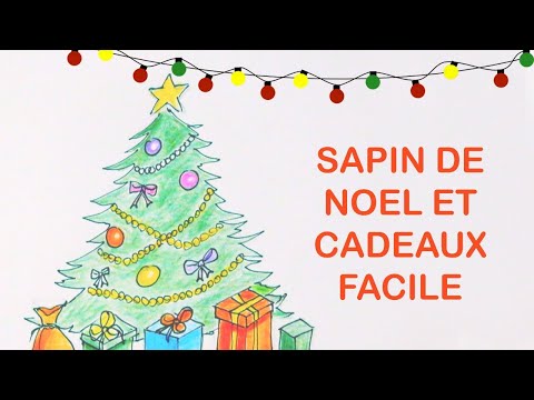 Comment dessiner un sapin de Noël facile avec des cadeaux étape par étape